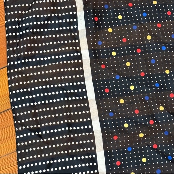 Ditsy Dots Silky Square Scarf White Border - Picture 3 of 5